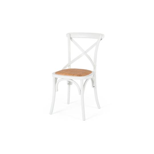 Villa X-Back Dining Chair Aged White Rattan Seat